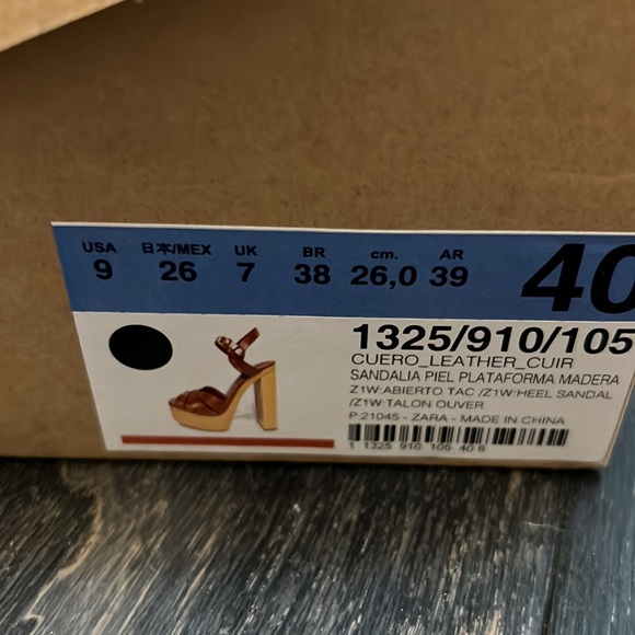 BNWT Zara leather platform sandals size 9 - Picture 6 of 7